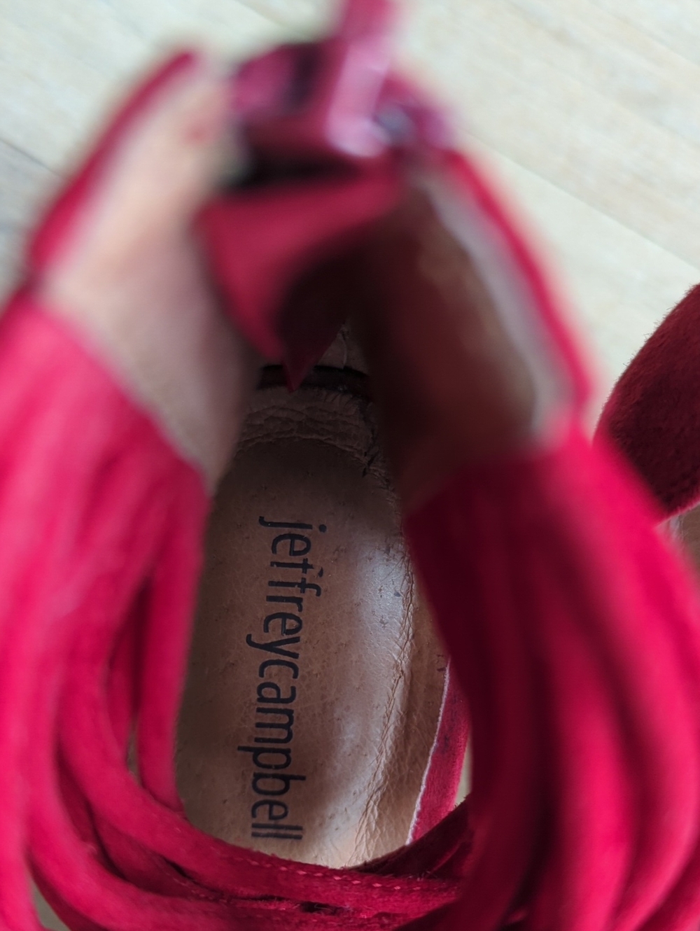 Jeffrey Campbell In Size 8 Strappy Leather Heels Cherry Red 🍒♥️ - Picture 2 of 5